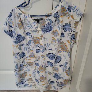 Morey Split Neck Short Sleeve Blouse - L